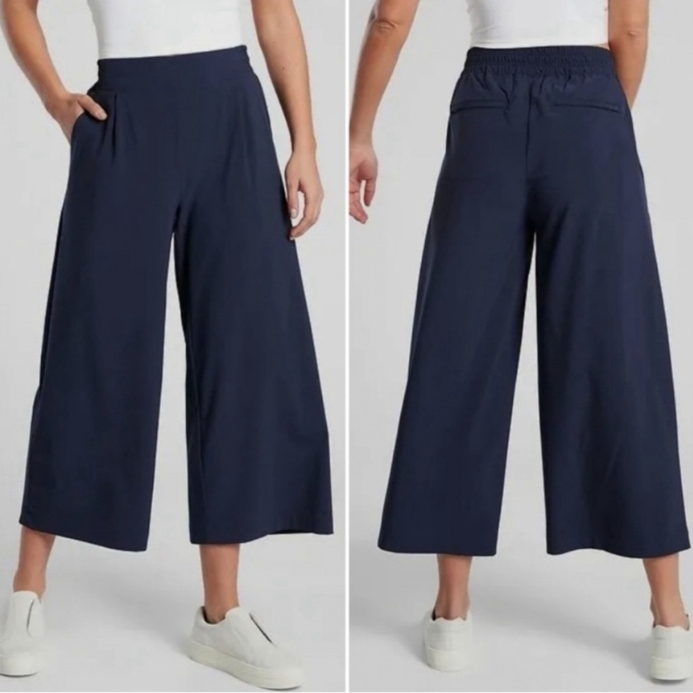 Athleta Brooklyn Wide Leg Crop Pant Navy
